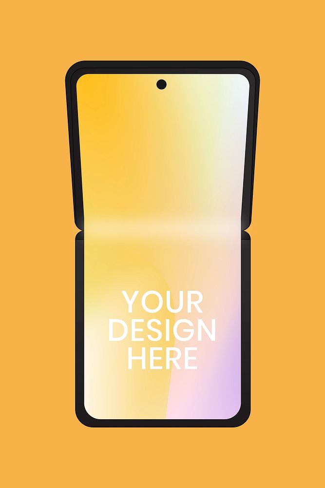 Foldable phone screen mockup vector, flip phone illustration