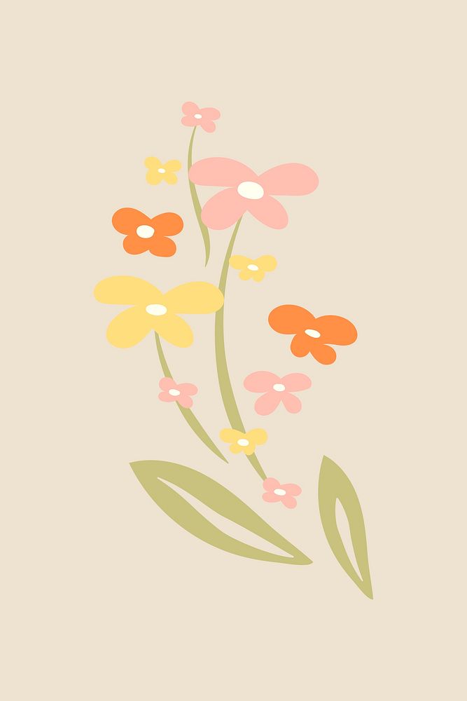 Pastel flower, spring clipart psd illustration