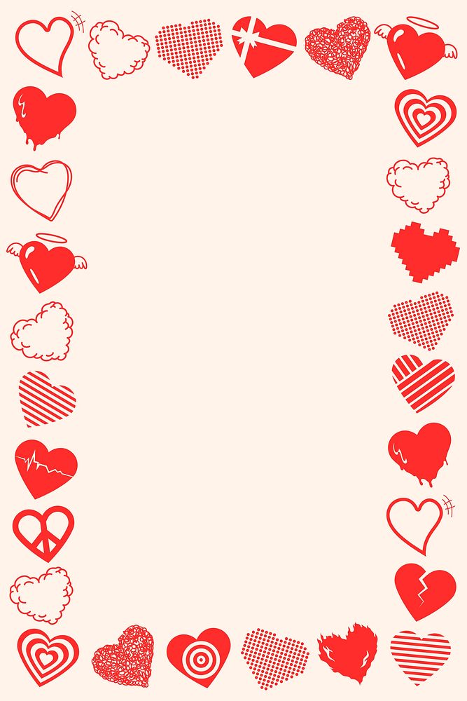 Cute heart frame vector, Valentine day border design