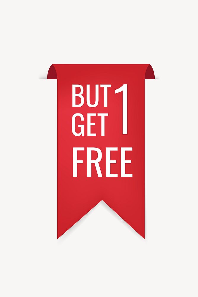 Shopping banner sticker, buy 1 get 1 free clipart vector