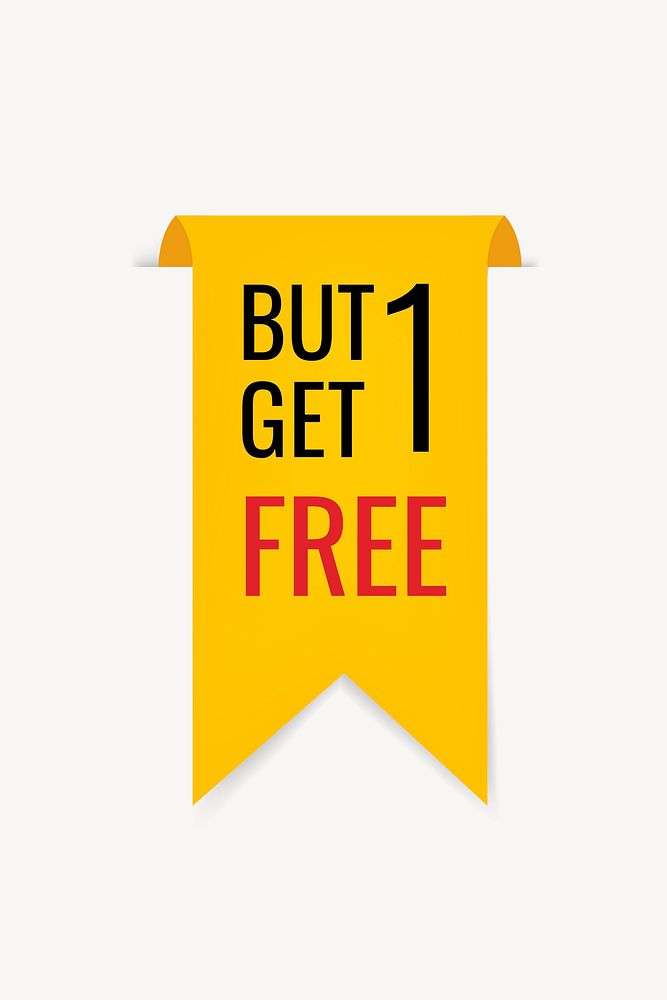 Shopping banner sticker, buy 1 get 1 free clipart vector