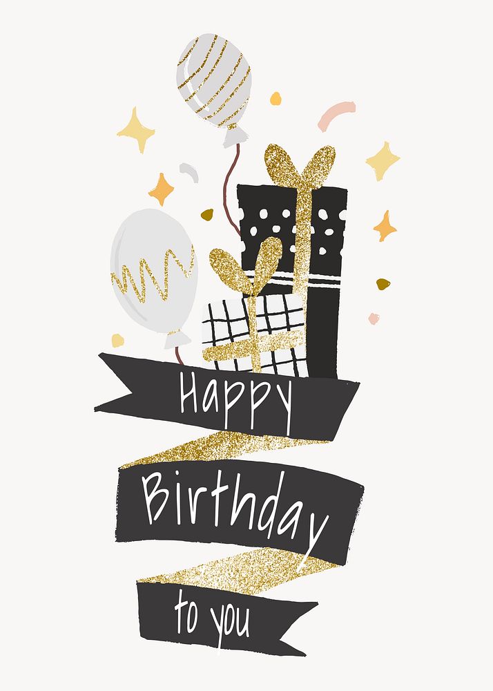 Happy birthday template sticker, cute badge graphic vector