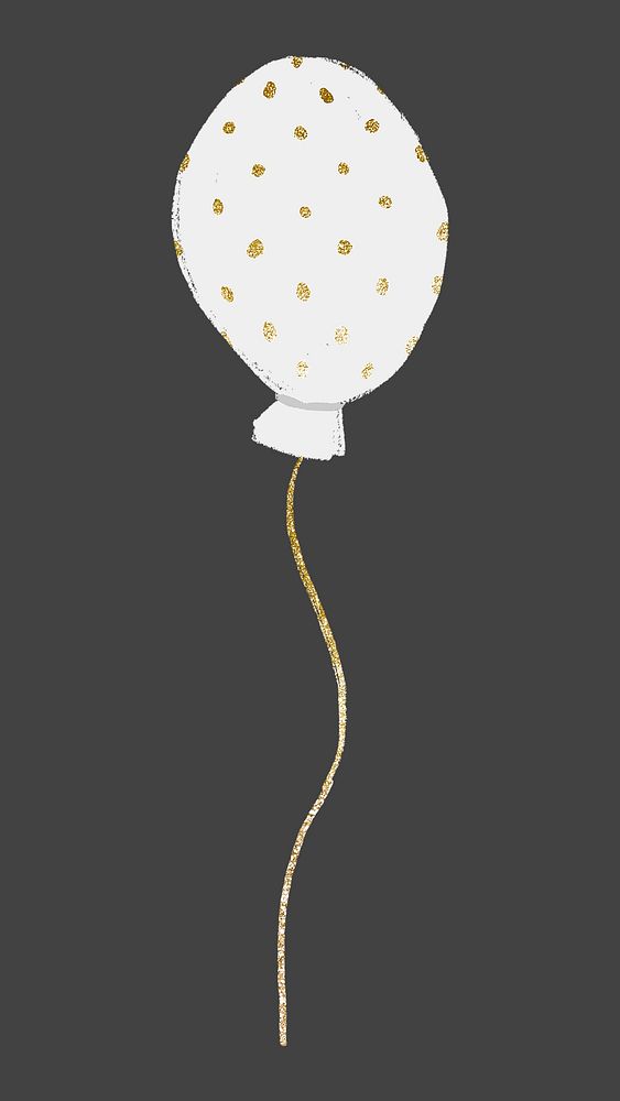 Party balloon sticker, gold polka dot design psd