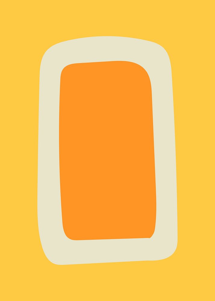 Retro rectangle frame element, simple orange clipart vector
