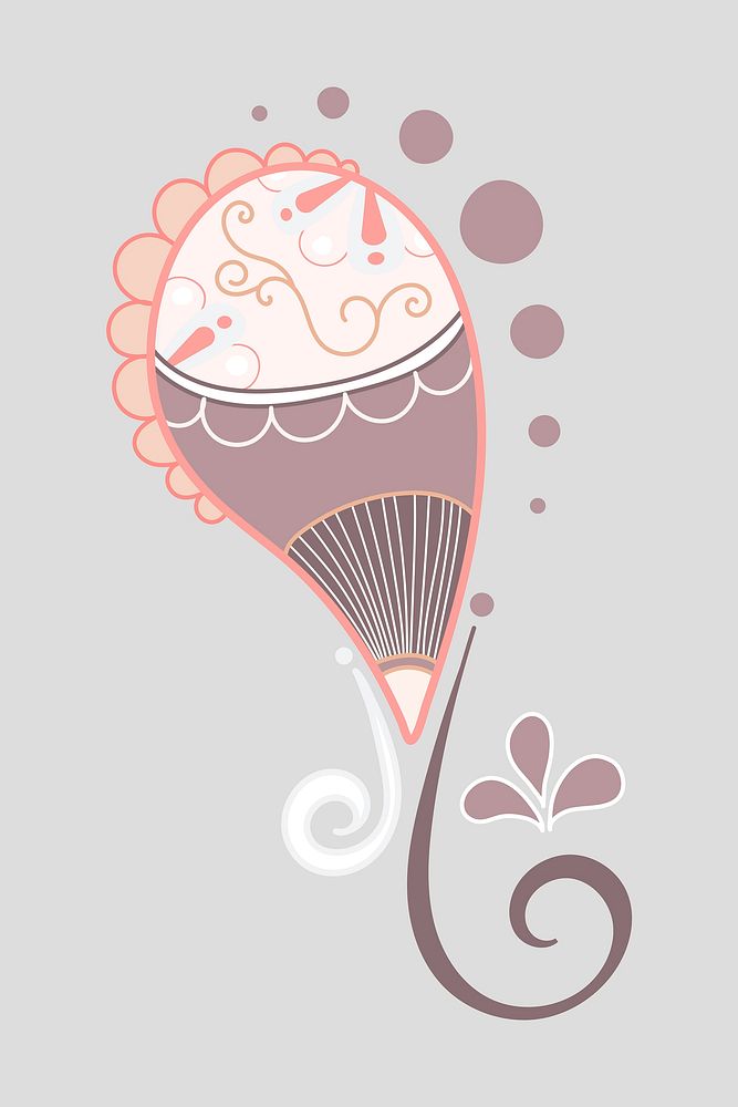 Pink paisley sticker, cute pastel decorative design vector