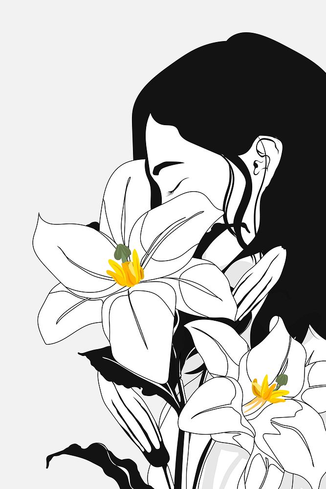 Lily and woman background, feminine illustration design