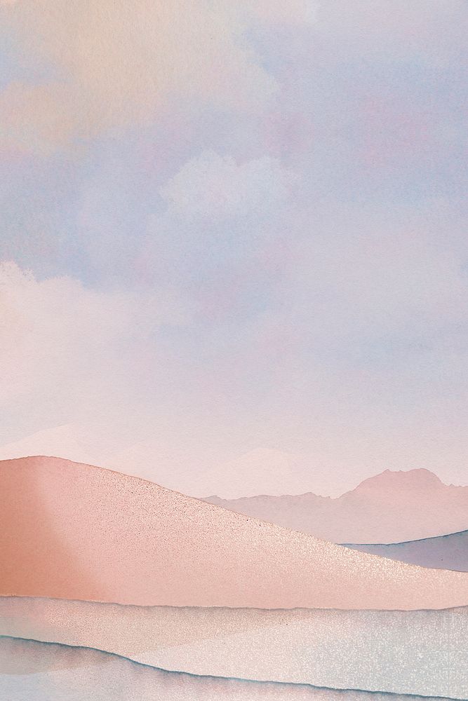 Watercolor desert background, aesthetic beach border design
