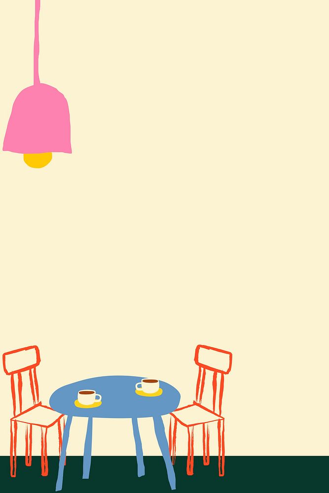 Aesthetic dining corner background, furniture doodle border