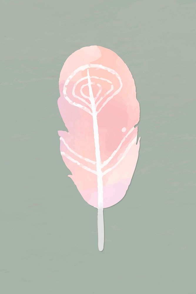 Pink pastel bohemian feather vector