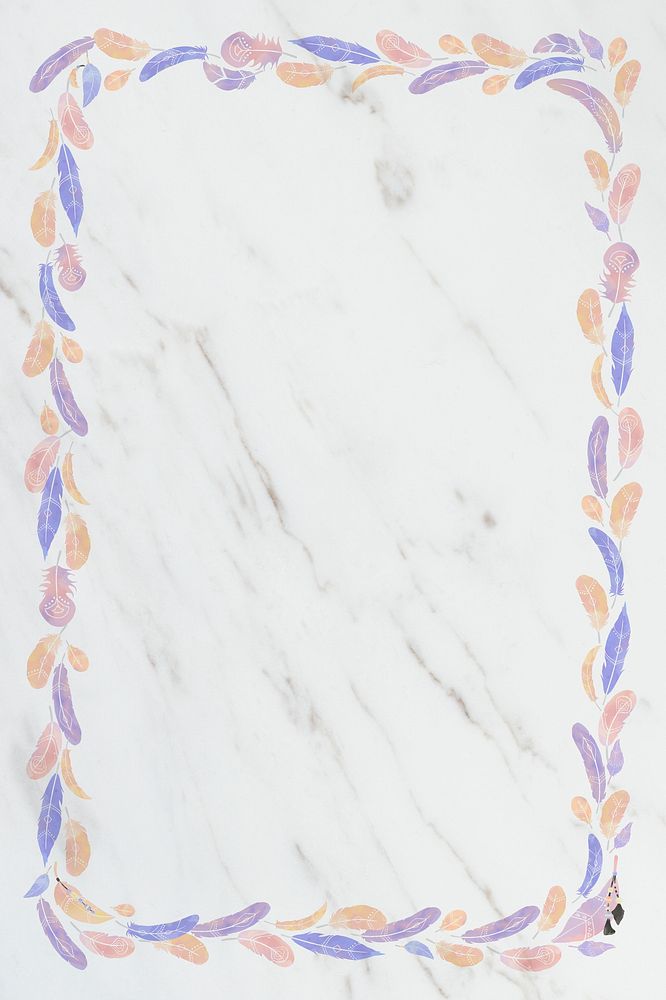 Boho frame psd pastel bead pattern marble background