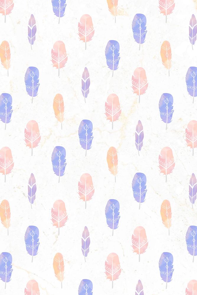 Watercolor feather Bohemian pattern vector background