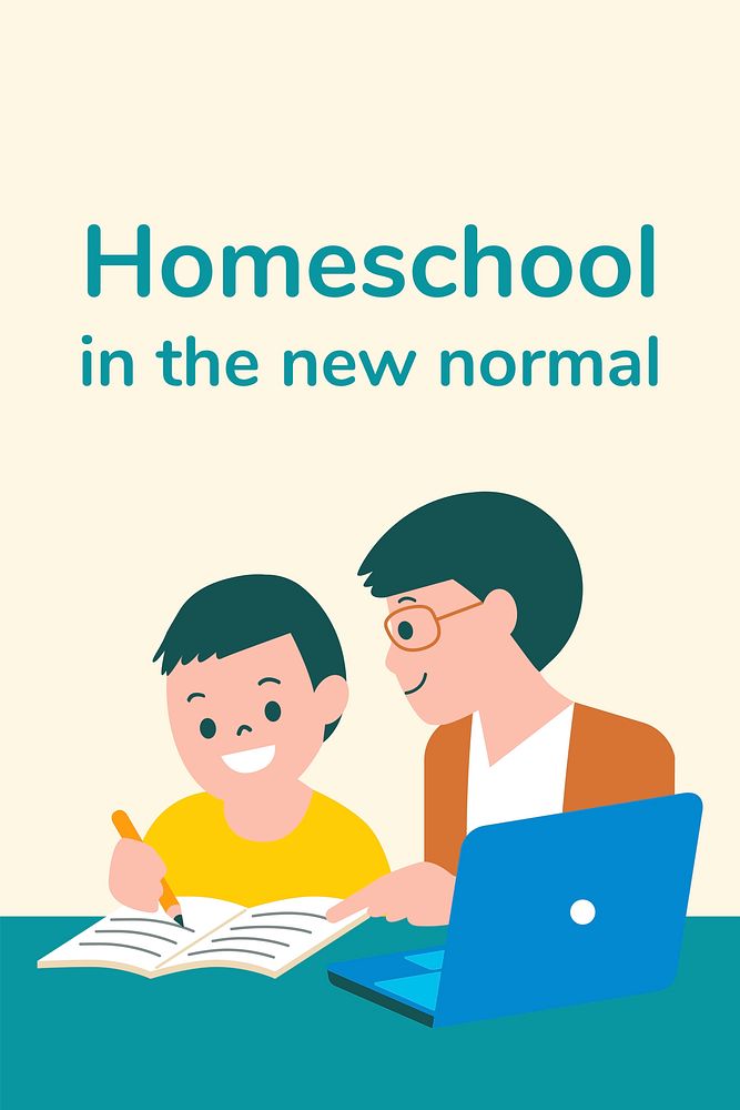 Homeschool editable template vector education in new normal