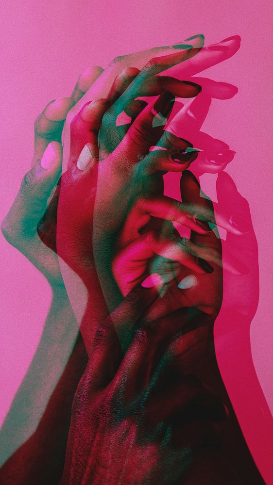Black hands on a red background mobile phone wallpaper