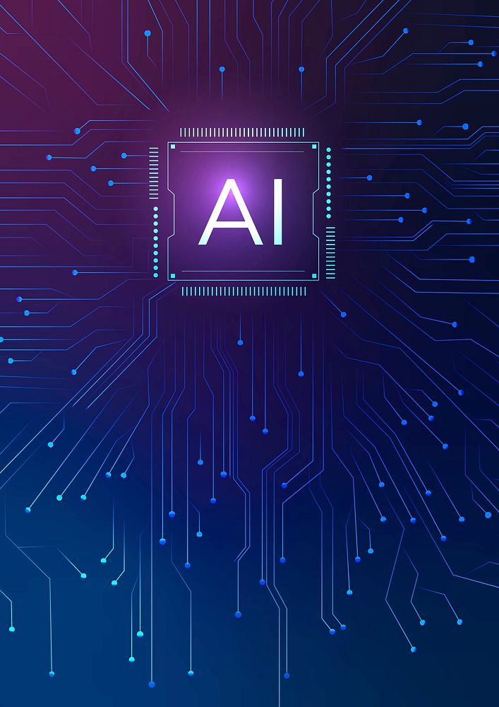 AI technology microchip background vector digital transformation concept