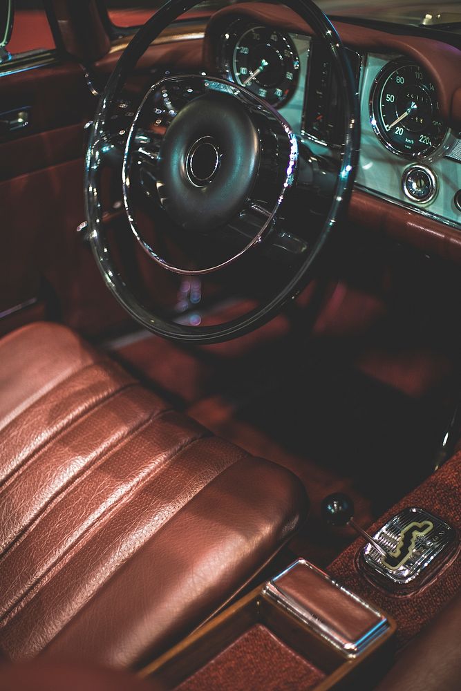 Vintage steering wheels of an oldtimer