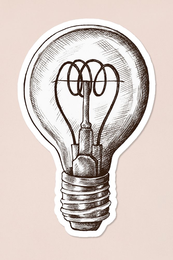 Light bulb vintage cartoon sticker psd