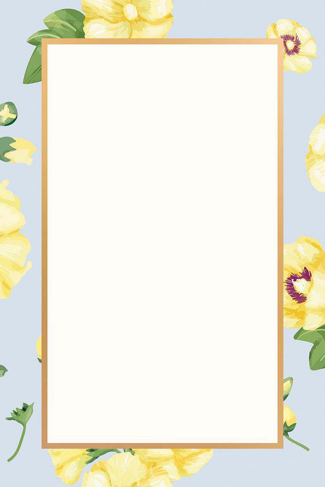 Gold rectangle yellow hollyhocks flower design resource