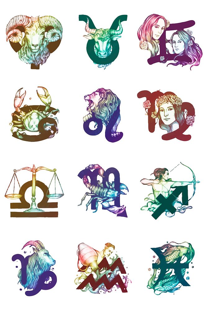 Gradient horoscope signs astrological symbol illustration