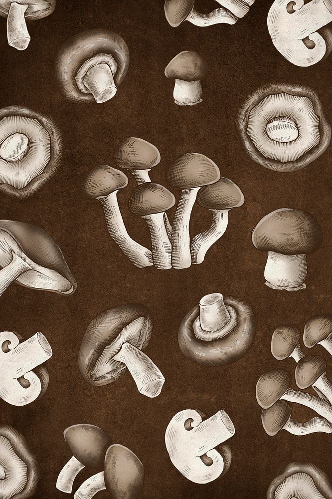 Hand drawn organic mushroom background
