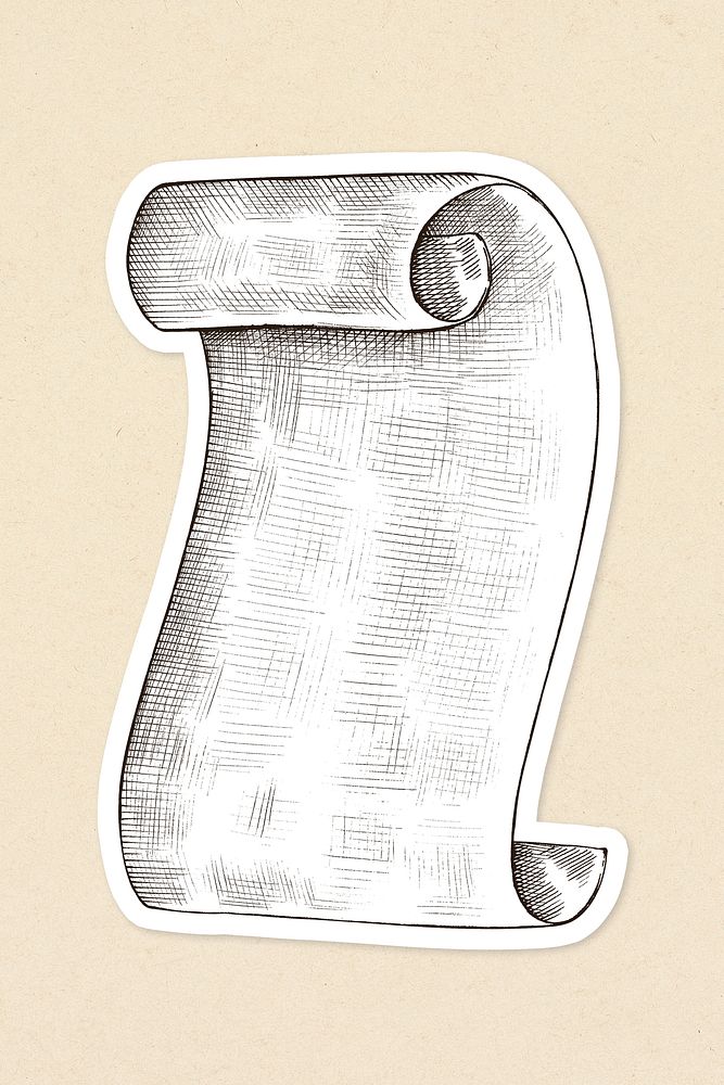 Hand drawn parchment paper roll sticker