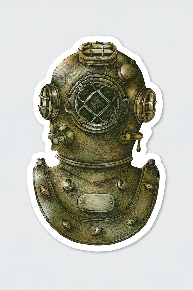 Diving gear vintage style sticker illustration