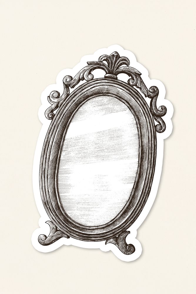 Hand drawn vintage mirror sticker