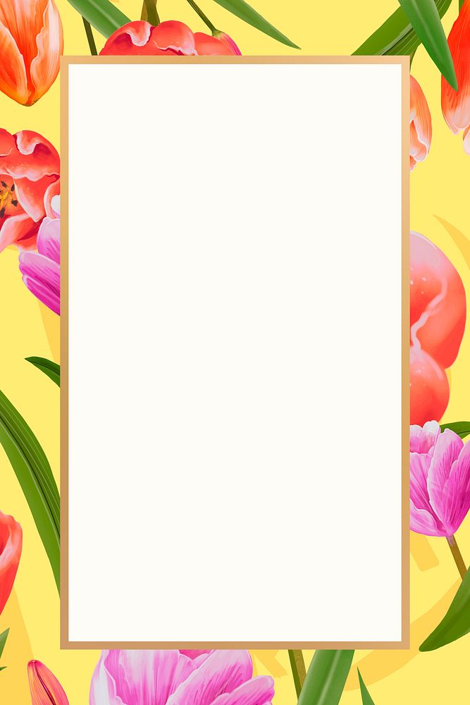 Gold rectangle tulip flower design resource