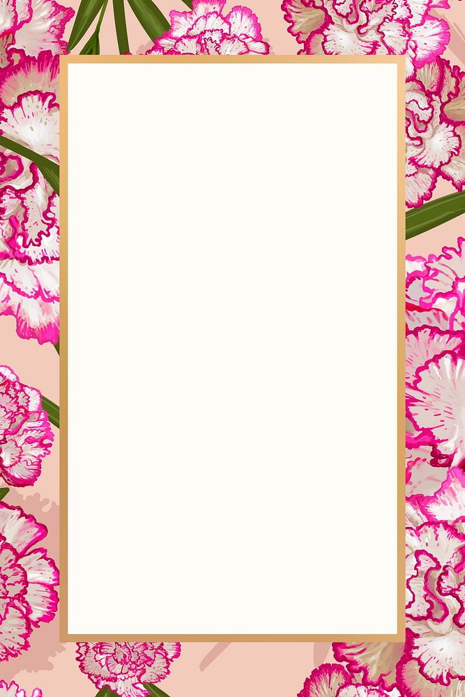 Gold rectangle carnation flower frame design resource