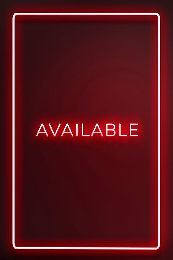 AVAILABLE neon word typography on a red background