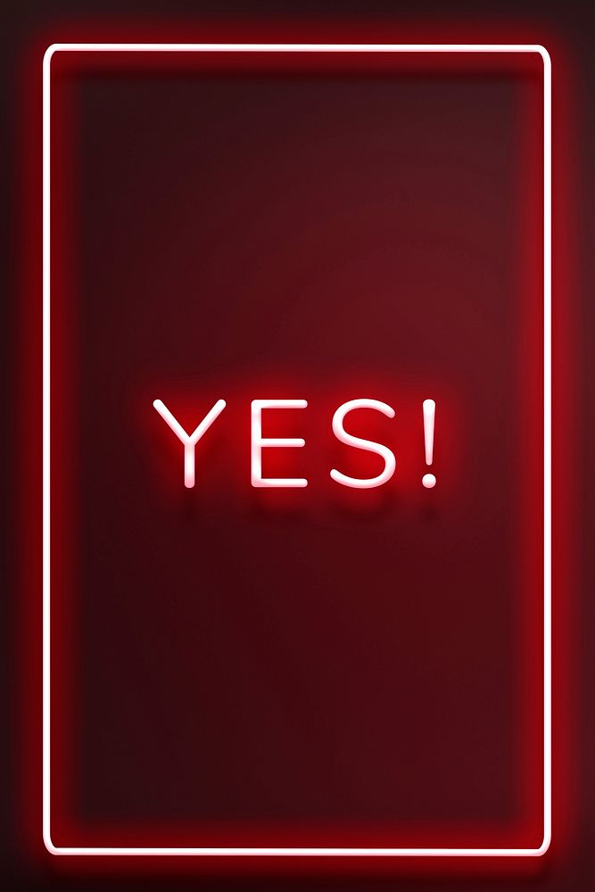 YES neon word typography on a red background