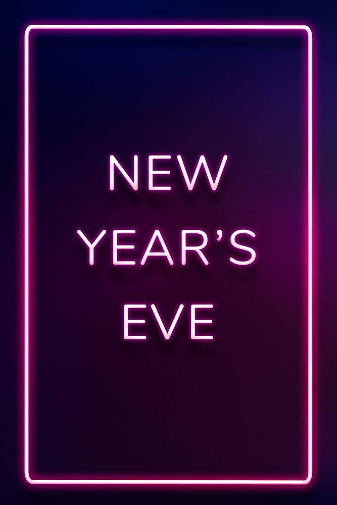 NEW YEAR'S EVE neon word typography on a purple background