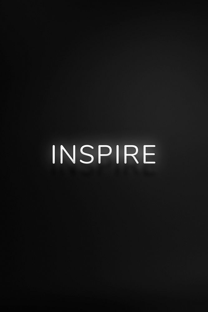 INSPIRE neon word typography on a black background