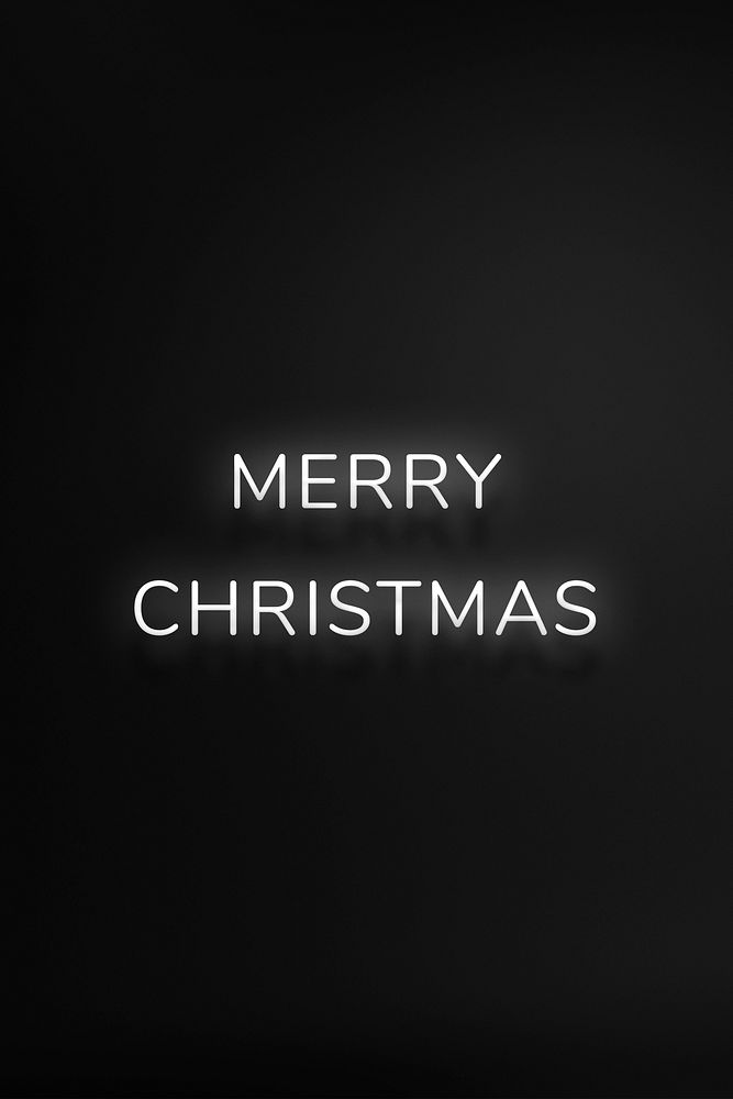 Merry Christmas neon word typography on a black background