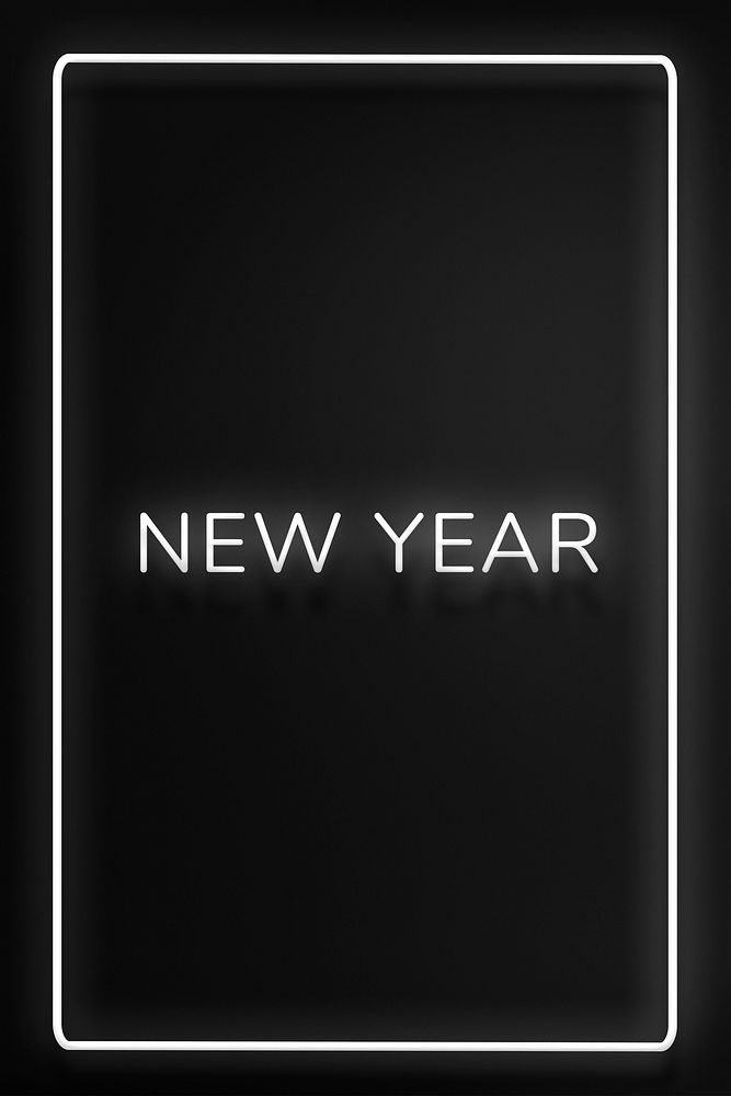NEW YEAR neon word typography on a black background