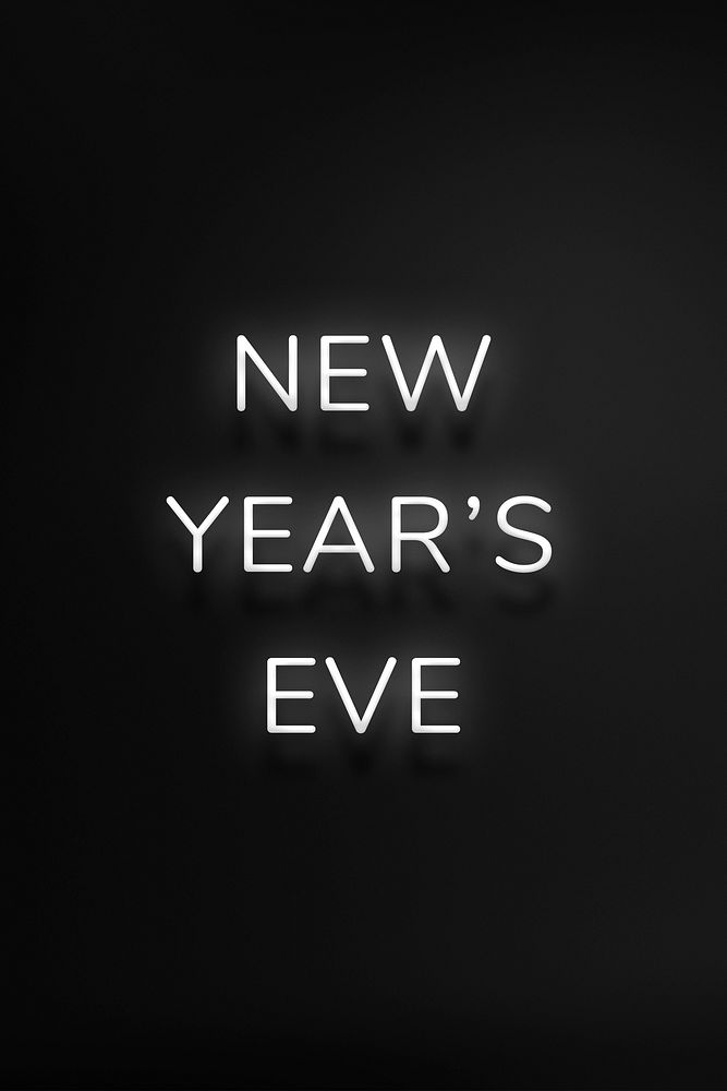 NEW YEAR'S EVE neon word typography on a black background