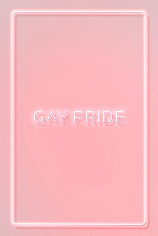 GAY PRIDE neon word typography on a pink background