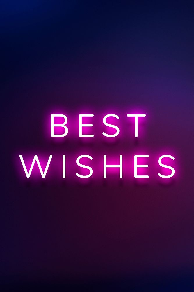 Best wishes neon pink text on indigo blue background