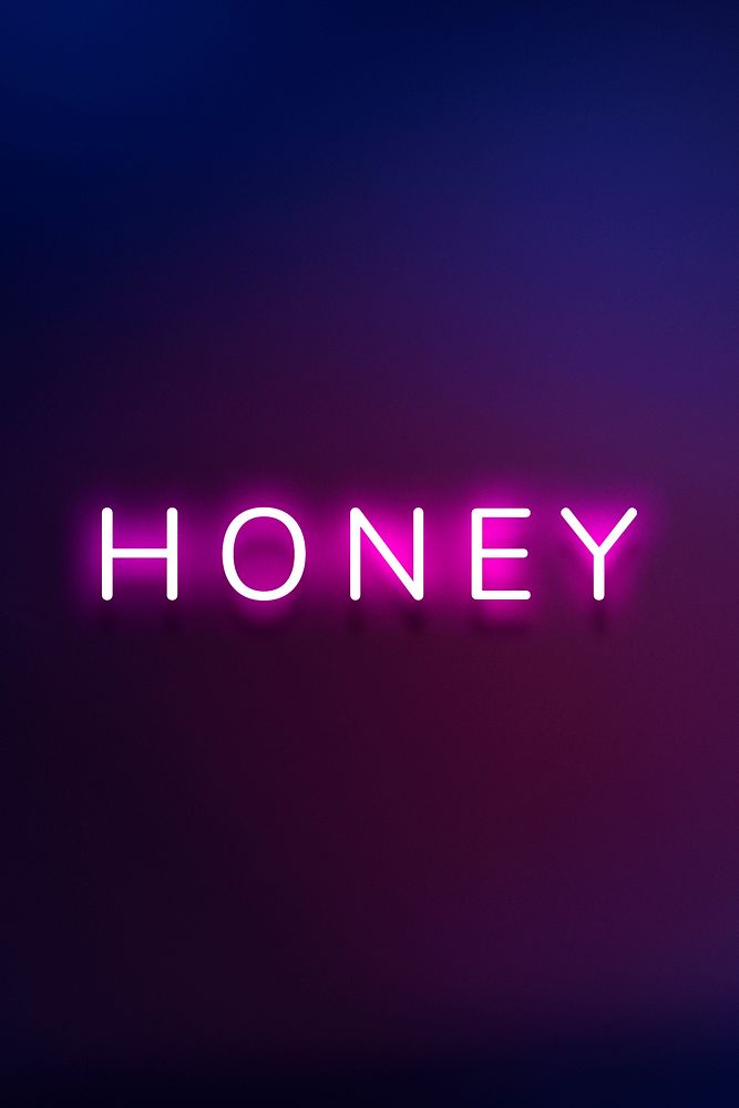 Honey neon pink text on indigo blue background