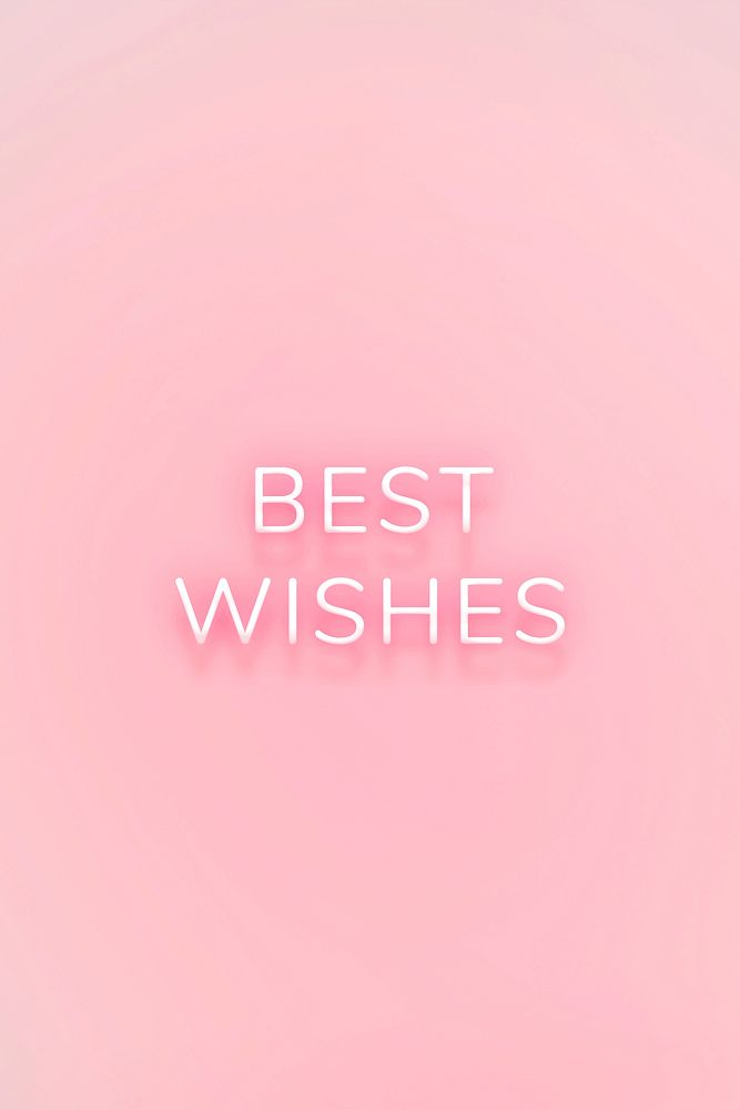Best wishes neon pink text on pastel pink background