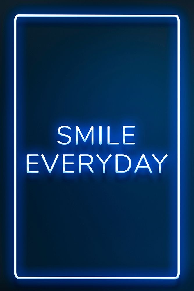 Retro smile everyday blue frame neon border text