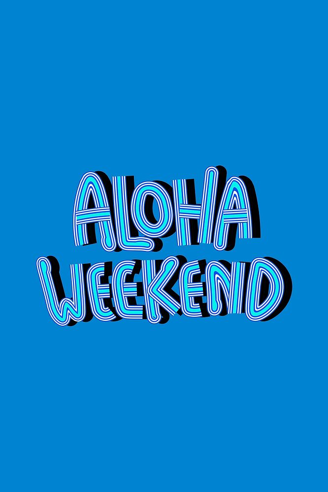 Blue aloha weekend words illustration