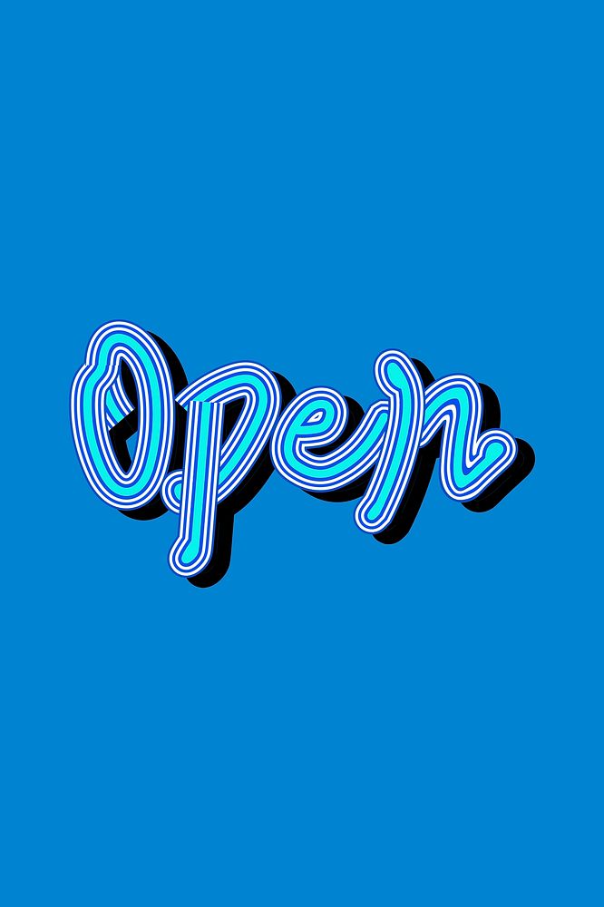 Psd deep blue Open word calligraphy funky