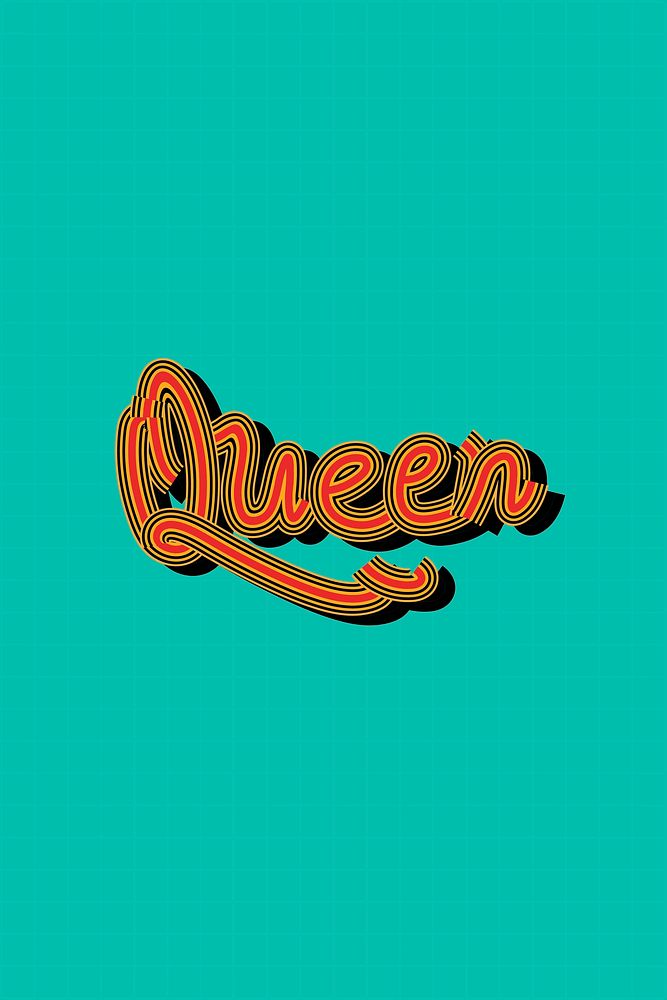 Queen handwritten red vector with green background