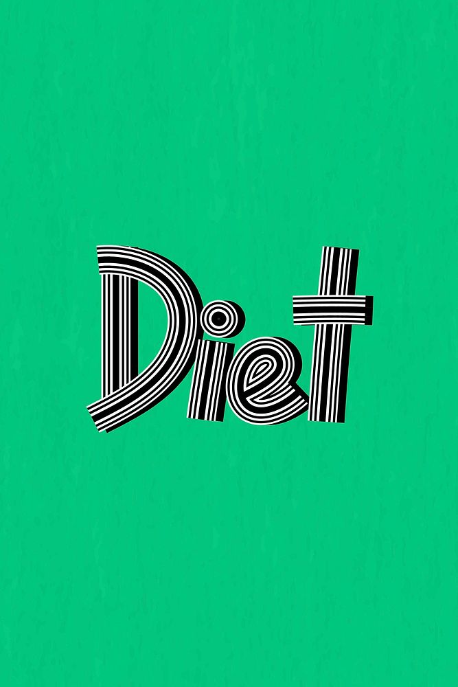 Retro vector diet health word multi line font calligraphy