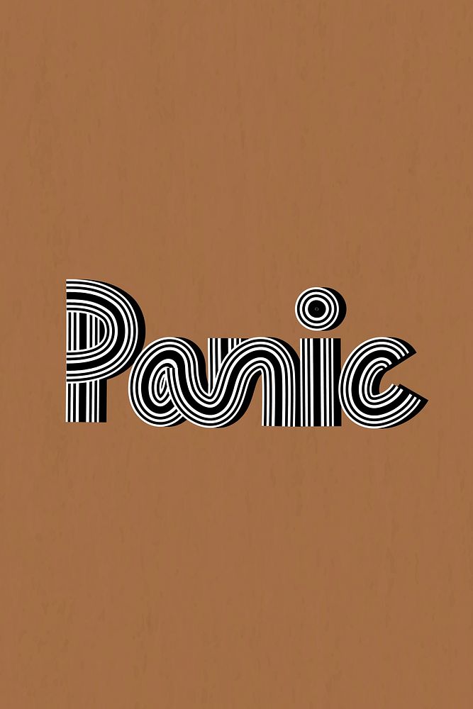Retro vector panic health word multi line font calligraphy
