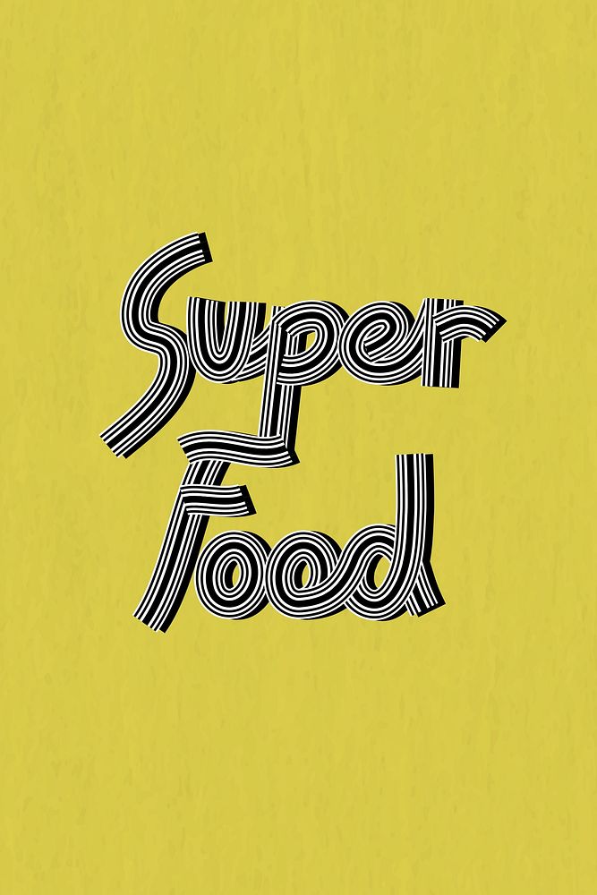 Health word super food psd concentric font typography
