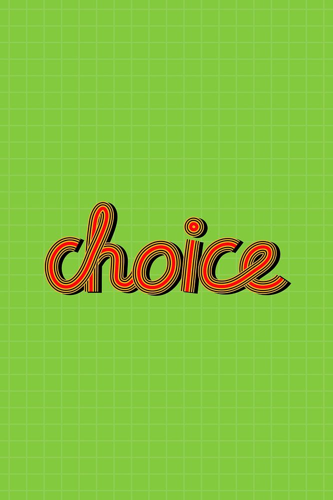Choice word lettering retro style line font typography