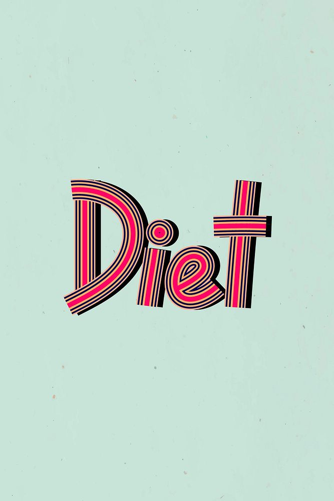 Health word diet vector concentric font typography