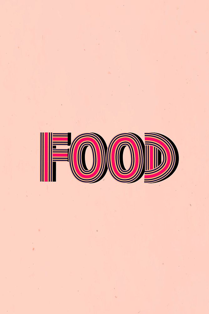 Food text health word concentric font typography hand drawn