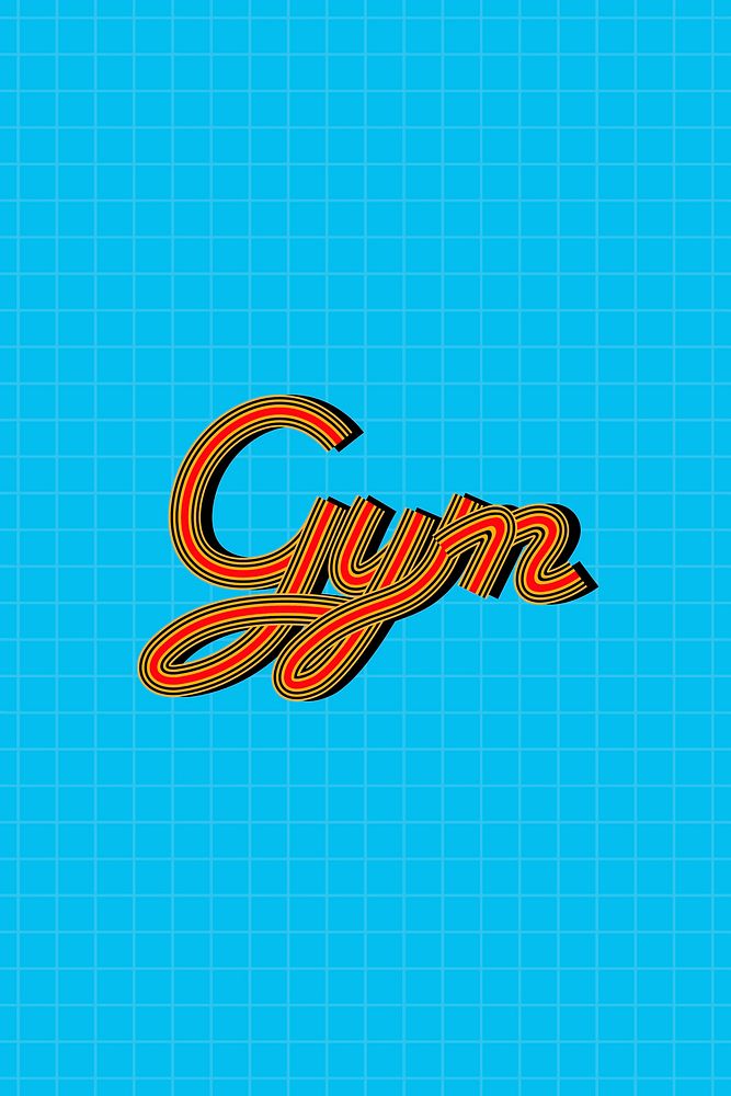 Retro doodle vector gym word concentric font typography